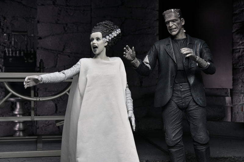NECA Figura de Accion: La novia de Frankenstein - El Mounstro de Frankenstein y Novia 2 Pack Blanco y negro 7 pulgadas
