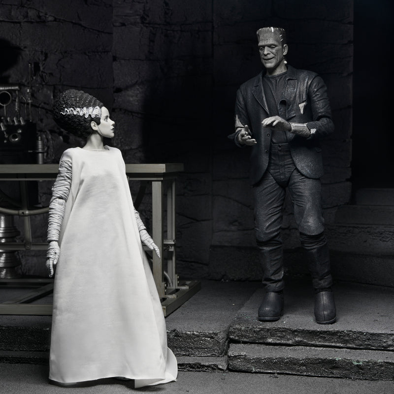 NECA Figura de Accion: La novia de Frankenstein - El Mounstro de Frankenstein y Novia 2 Pack Blanco y negro 7 pulgadas