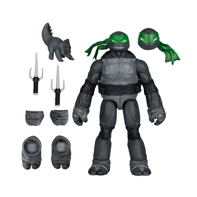 Mcfarlane Figure With Comic: Tmnt Tortugas Ninja - Raphael Black White & Green Variant 5 Pulgadas