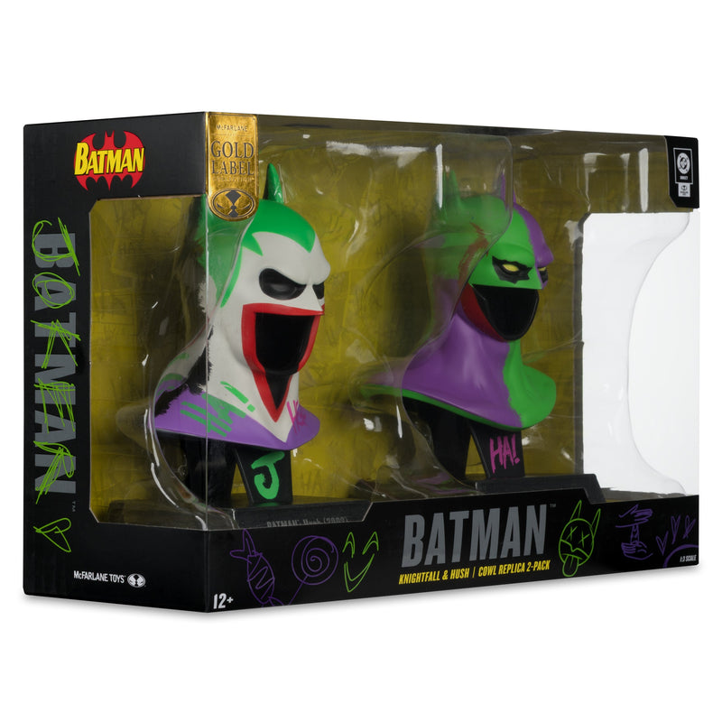 Mcfarlane Dc Direct Prop Replica: Capucha Batman Hush Y Capucha Batman Knightfall Jokerized Gold Label Escala 1/3 2 Pack