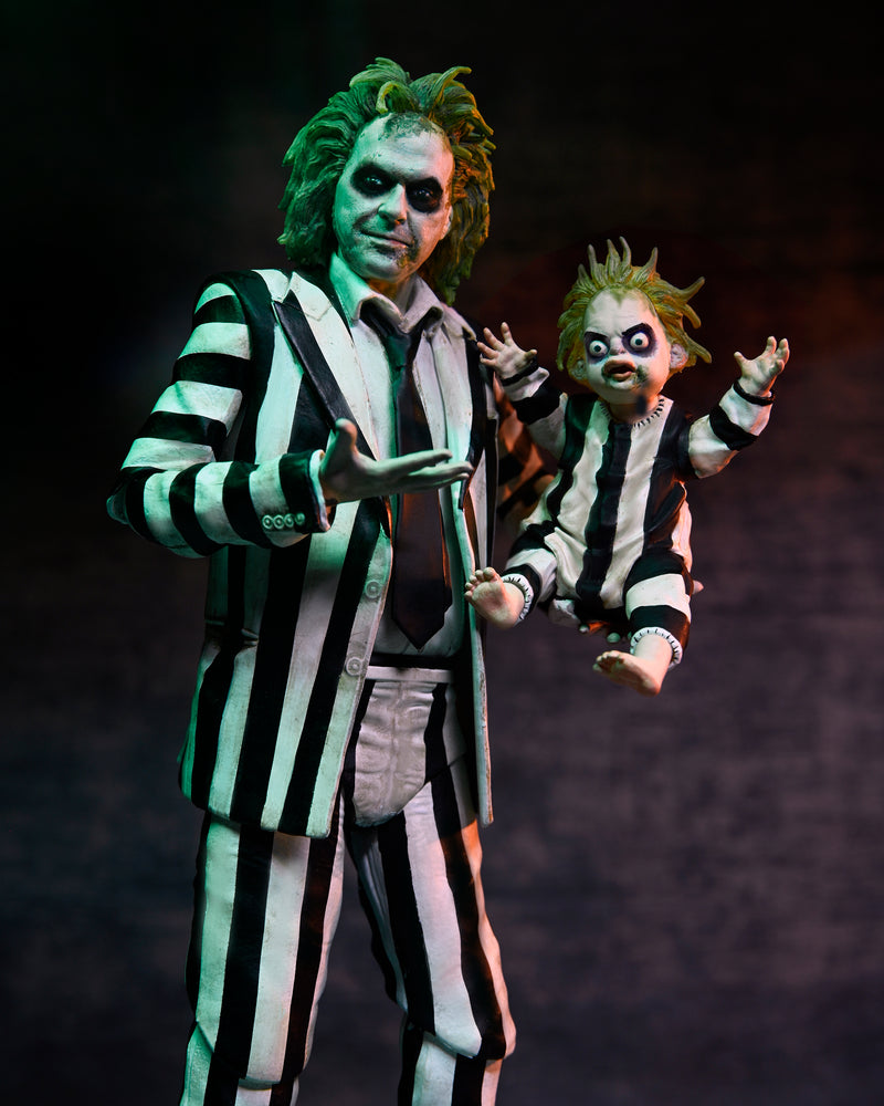 NECA Figura de Accion Ultimate: Beetlejuice - Beetlejuice Striped Suit 7 Pulgadas