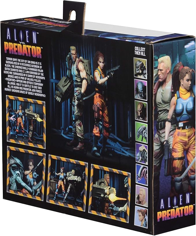 NECA Figura de Accion: Alien vs Predator - Dutch y Lin Arcade 2 Pack 7 Pulgadas
