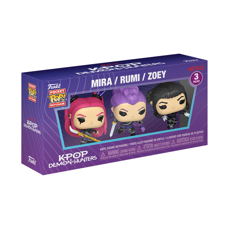 Funko Pop Keychain: K-Pop Demon Hunters - Rumi, Zoey y Mira 3 Pack