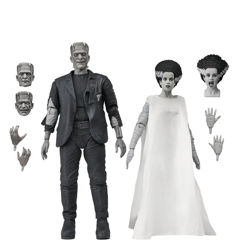 NECA Figura de Accion: La novia de Frankenstein - El Mounstro de Frankenstein y Novia 2 Pack Blanco y negro 7 pulgadas