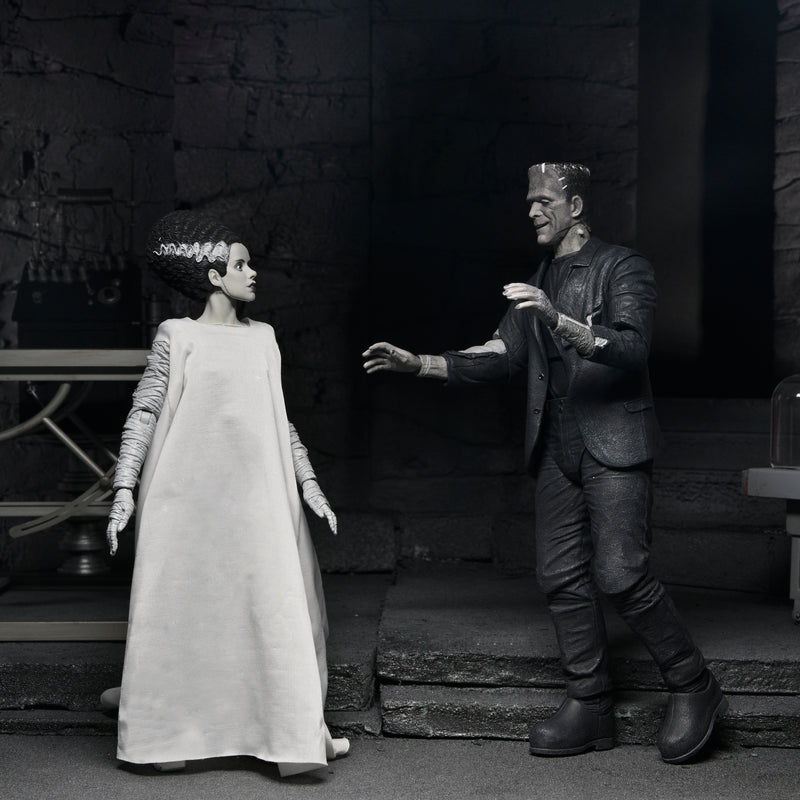 NECA Figura de Accion: La novia de Frankenstein - El Mounstro de Frankenstein y Novia 2 Pack Blanco y negro 7 pulgadas