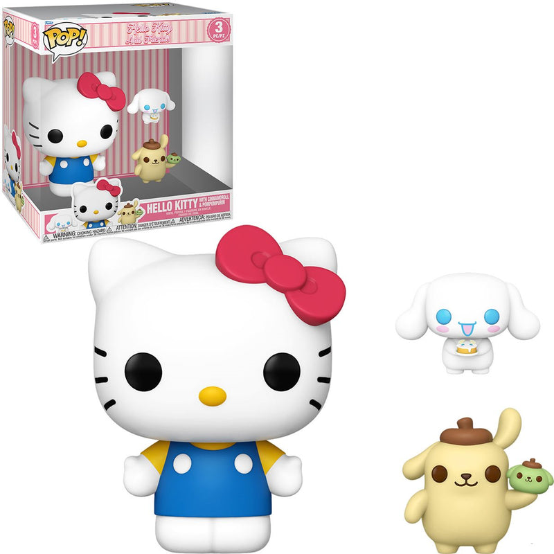 Funko Pop jumbo y Buddies: Hello Kitty - Hello Kitty, Cinnamoroll y Pompompurin 3 Pack
