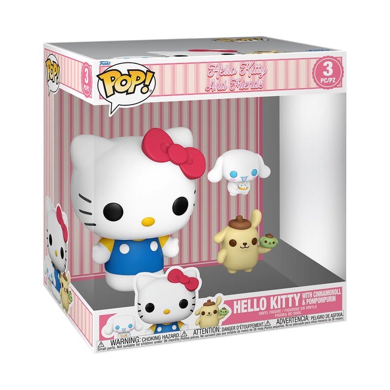 Funko Pop jumbo y Buddies: Hello Kitty - Hello Kitty, Cinnamoroll y Pompompurin 3 Pack