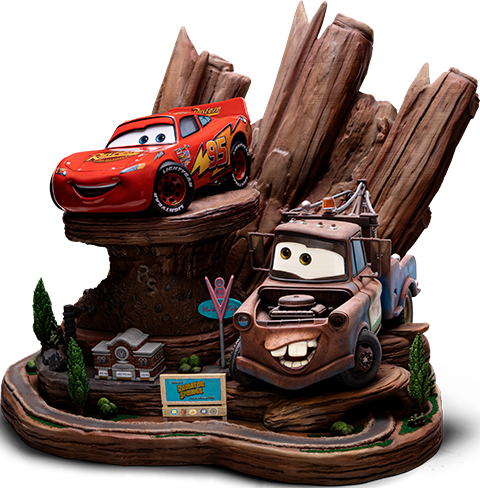 IRON Studios: Disney Cars - Rayo Mcqueen y Mate Deluxe Escala de Arte 1/10