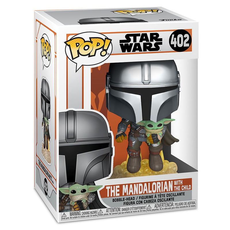 Funko Pop Star Wars: The Mandalorian - Mandaloriano Volando Con Grogu Evergreen